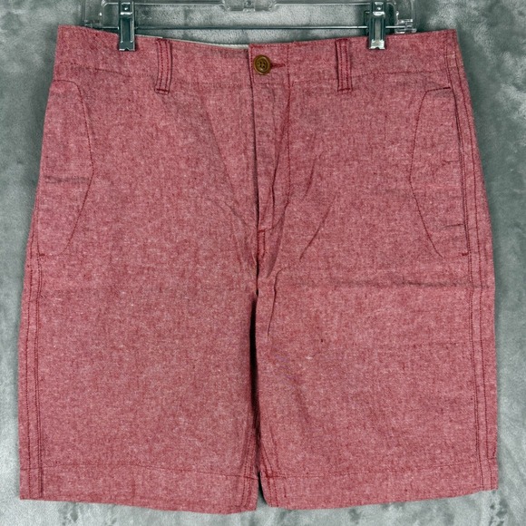 J. Crew Pants - J Crew‎ 35W Linen Cotton Beach Short Red Heathered Khaki Shorts Size NWT 35